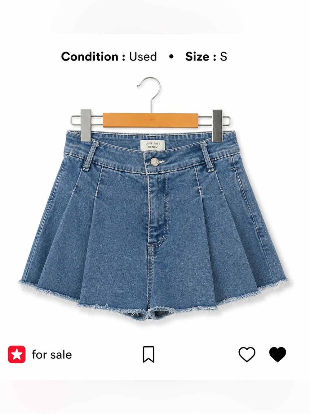 Denim Skort • Blue Pleated Mini Skort • Casual Y2K Style • Size S